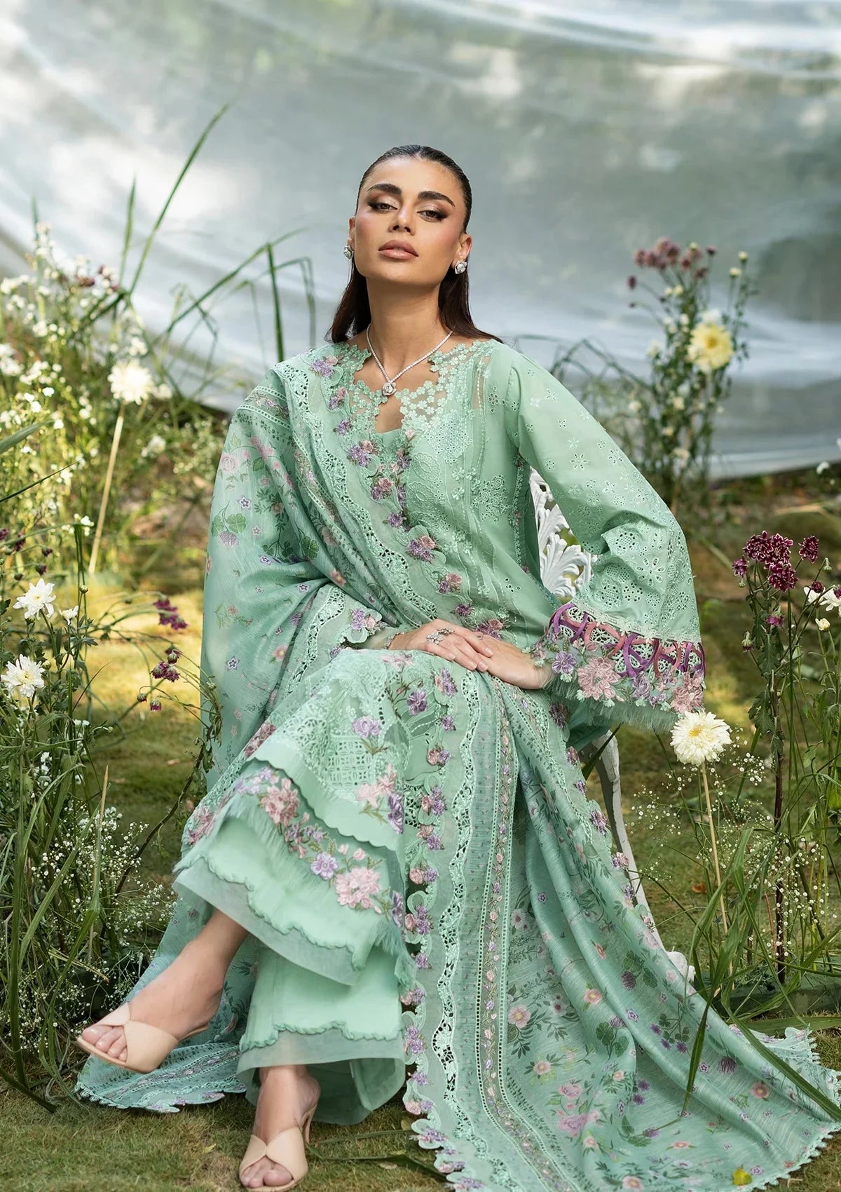 Elaf - 3PC Luxury Dhanak Embroidered Suit | elnora style